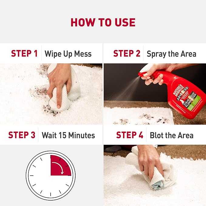 Nature's Miracle Advanced Cat Stain and Odor Eliminator Spray, Severe Mess Enzymatic Formula, 32 fl oz