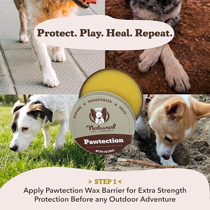 Natural Dog Company PawTection Balm for Dogs, Dog Paw Protector, Moisturizing Dog Paw Balm for Dry, Cracked Pad, Protects Paw from Extreme Weather, Paw Lotion for Allergies & Itching (2 oz Stick)
