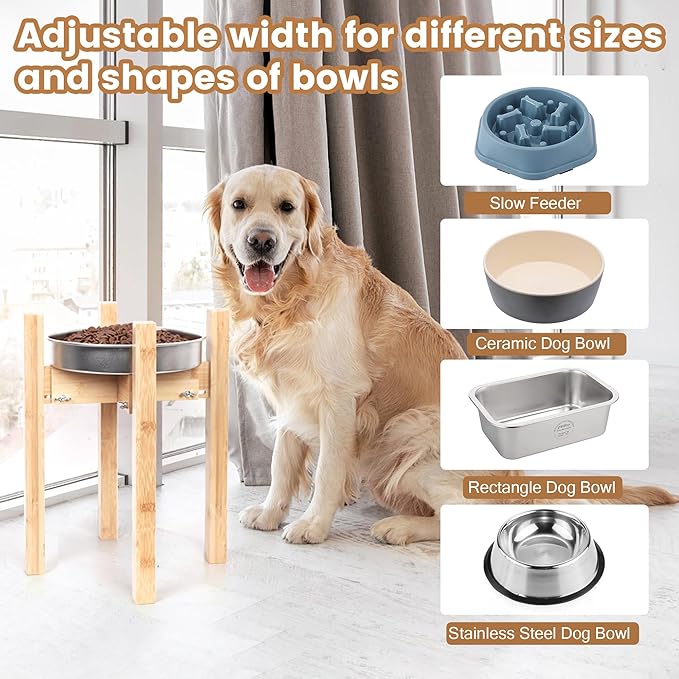 Elevated Dog Bowl Stand,Adjustable Dog Food Stand for 8”-11” Bowls,Single Dog Bowl Holder 14” Tall for Large Dogs