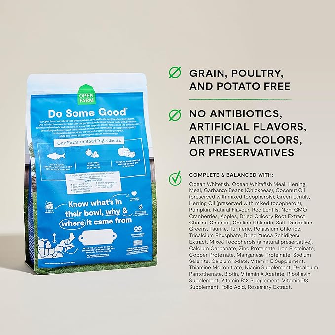 Open Farm Catch-of-The-Season Whitefish Grain-Free Dry Cat Food, Wild-Caught Fish Recipe with Non-GMO Superfoods and No Artificial Flavors or Preservatives, 8 lbs