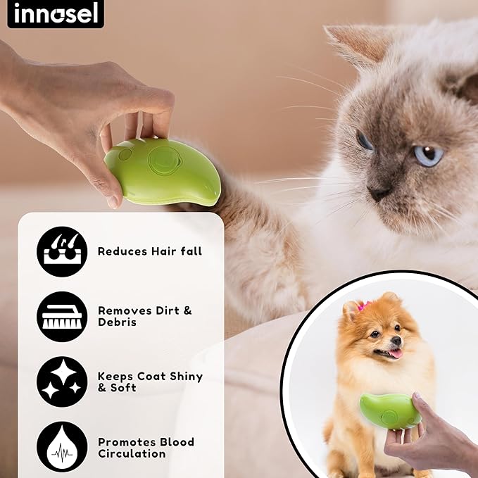 Cat Steam Brush for Shedding, Steamy Grooming Comb with Anti-Static Spray for Cats & Dogs, Gentle Defur Comb for Tangled & Loose Hair, Ergonomic Pet Mist Brush Design, Cepillo de Vapor para Gato Perro