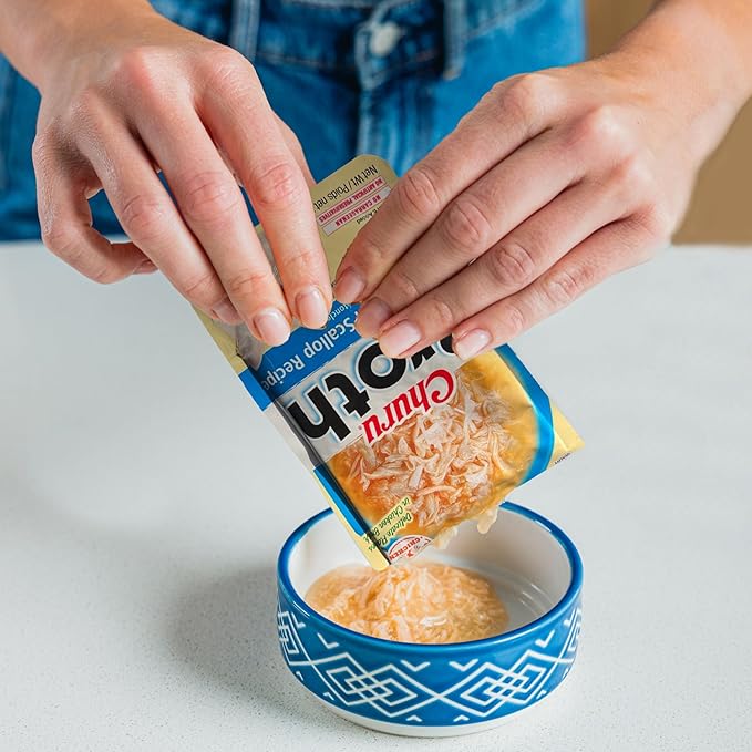 INABA Churu Broth for Cats Senior 10+, Side Dish Pouch, 1.4 Ounces per Pouch, 12 Pouches Total, Chicken & Tuna Recipe