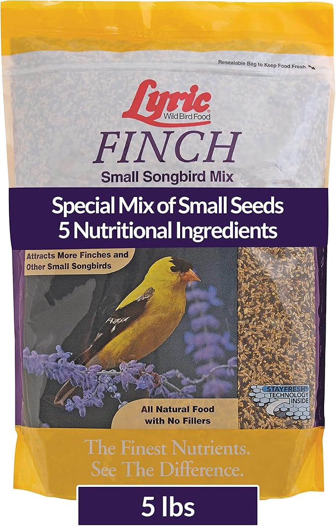 Lyric Fine Tunes No Waste Bird Seed 5 lb. Bag and Lyric Finch Small Songbird Wild Bird Food 5 lb. Bag for Outdoor Bird Feeders