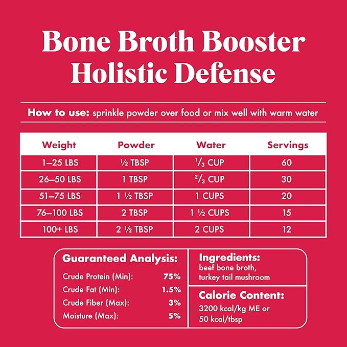 King Lou Pets + BK Pets - Bone Broth Booster Holistic Defense - Beef Bone Broth Topper - Beef Bone Broth and Turkey Tail Mushroom - Bone Broth for Holistic Immune Defense - Dogs and Cats Bone Broth