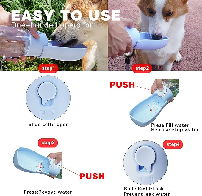 Foldable Dog Water Bottle,Portable Water Dispenser,Outdoor Pet Water Bottle for Dog,Cat,Rabbti,Puppy and Other Small Animal for Walking,Hiking,Travel.Dishwasher Safe,Puppy Accessories