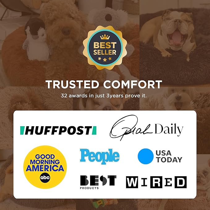 Bedsure Calming Dog Bed for Large Dogs - Donut Washable Large Pet Bed, 36 inches Anti-Slip Round Fluffy Plush Faux Fur Dog Bed, Fits up to 80 lbs Pets, Apple Green