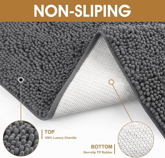 IM HOME 36" x 24" Grey Dog Door Mats for Muddy Paws, Chenille Absorbent Dog Mat, Non Slip Heavy Mud Mat for Dogs, Soft Pet Bed Mat for Entryway, Mud Paws, Inside Floor