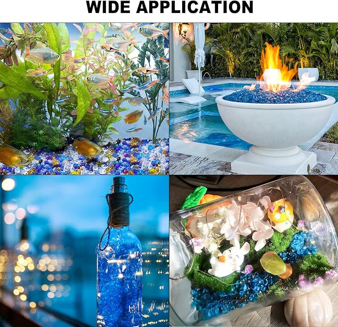 Keedolla 3 Lb Aquarium Glass Pebbles Stones, Sea Blue Glass Pebbles Marble Aquarium Fish Tank Rocks Gravel for Turtle Tank, Vase Fillers, Christmas Decoration - Light Blue