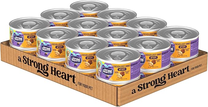 A Strong Heart Wet Puppy Food, Chicken & Beef Dinner - 5.5 oz Cans (Pack of 24), Made in The USA with Real Chicken & Beef