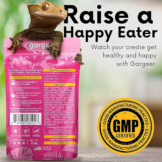 16oz Complete Crested Gecko Food Diet. Premium Ingredients Mix, Ready to Use Freshly Made Powder. Unique Superfood Formula, Developed & Made in The USA. Enjoy!