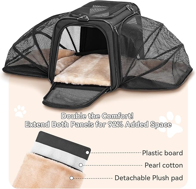 A4Pet Airline-Checked Pet Carrier with Wheels(Removable) & Retractable Handle - Soft Cat Carrier, Small Dog Carrier, Fits Under Airline Seats, 15lb Capacity, Pet Carrier for Cats/Small Dogs