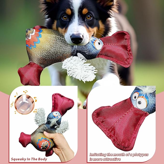 Dog Toy Duck with Squeaker, Best Pet Supplies Crinkle Dog Toy for Small, Medium, and Large,Indoor and Outdoor Dog Interactive Play, Chewing Toys(Red-Billed Duck