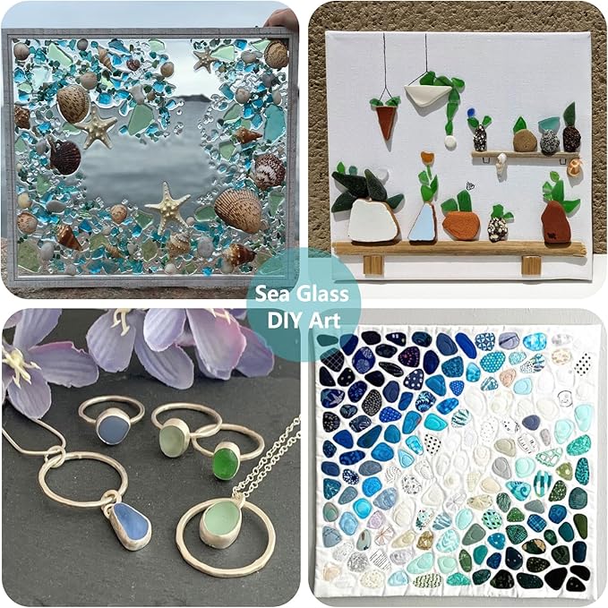 Sea Glass Stones - Colorful Frosted Glass Pebbles Gemstones - Perfect for Aquarium Rocks, Fish Tank Gravel, Vase Fillers, DIY Crafts, and Home Decor (0.9LB/14oz)