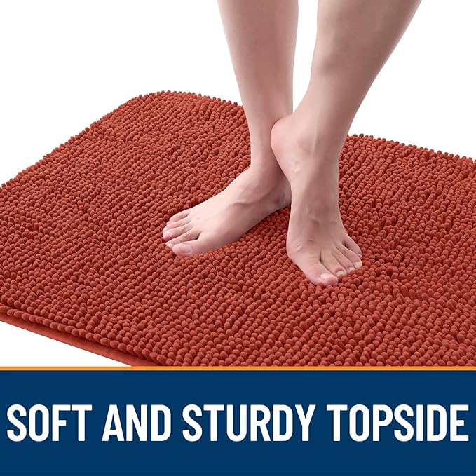 OLANLY Dog Door Mat for Muddy Paws 44x24, Absorbs Moisture and Dirt, Absorbent Non-Slip Washable Doormat, Quick Dry Chenille Mud Mat for Dogs, Entry Indoor Entryway Carpet for Inside Floor, Maple Red