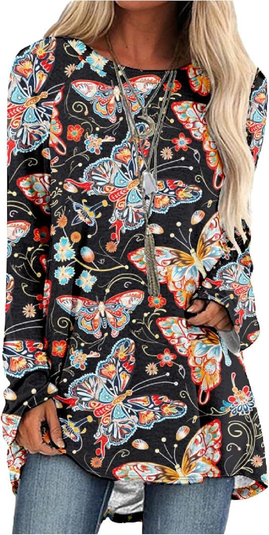 MARSVOVO Women Novelty Graphic Plus Size Sweater Crewneck Long Sleeve Cute Printed Loose Fit Casual Fall Sweaters Top