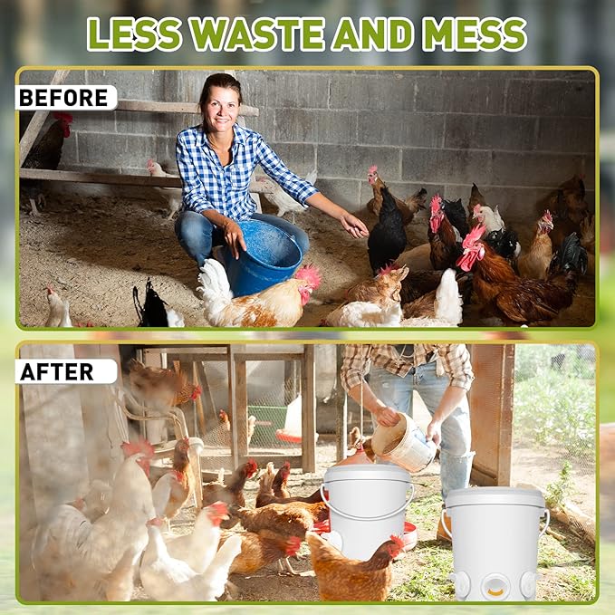 12 Pcs DIY Chicken Feeder Kit and 12 Pcs Chicken Water Cup Kit, Gravity Chicken Waterer Cup and Automatic Chicken Feeder Port Kit with Hole Saw, Poultry Feeder No Waste for Chicken Duck Bird Quail