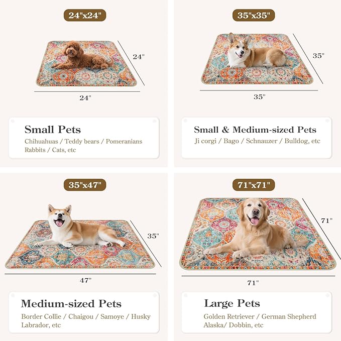 HAOCOO Washable Pee Pads for Dogs, (2 Pack) 3Ft x 4Ft Non-Slip Reusable Puppy Training Pads with Waterproof, Orange Super Absorbent Leak-Proof Whelping Pads Litter Mat for Pet Housebreaking