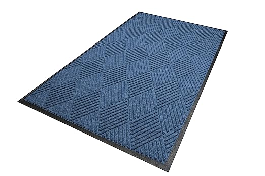 WaterHog Diamond | Commercial-Grade Entrance Mat with Rubber Border – Indoor/Outdoor, Quick Drying, Stain Resistant Door Mat (Medium Blue, 6' x 8')