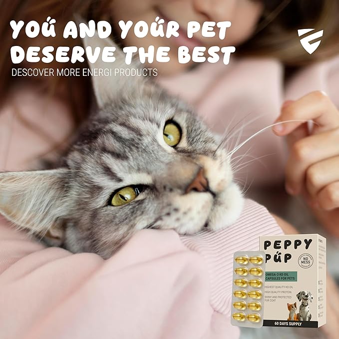 Peppy Pup Omega-3 KD Oil Capsules for Pets, Omega 3 for Dogs and Cats, Fish Oil for Dogs and Cats, Pet Vitamins and Supplements, Pet Fish Oil, Supports Healthy Heart, Dog Coat Defense, 60 Day Supply