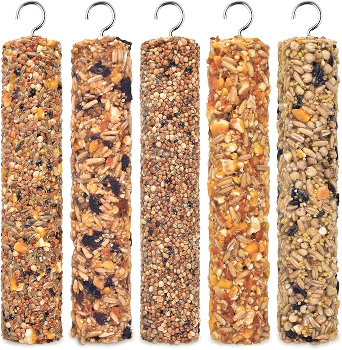 KATUMO Parrot Treats 5 PCS Bird Crunch Sticks Cockatiel Treats Parakeet Snacks Conure Food Sticks for Parakeet Cockatiel Canary Finch Lovebird Conure Lorikeet Parrots