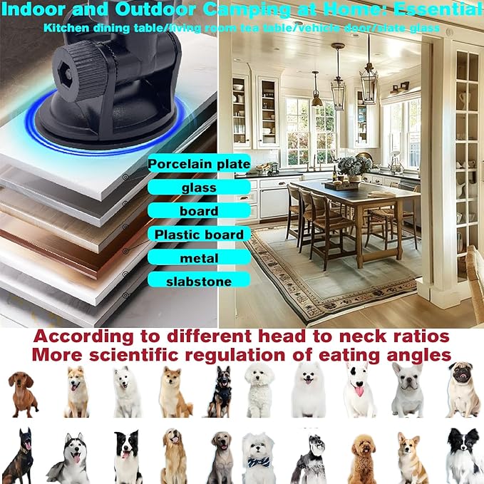 Jacknthe-Healthy and Practical, pet Breed and Growth Adjustable Bowl Height and Feeding Angle, adhered to a Smooth Surface and Foldable for Easy Storage.