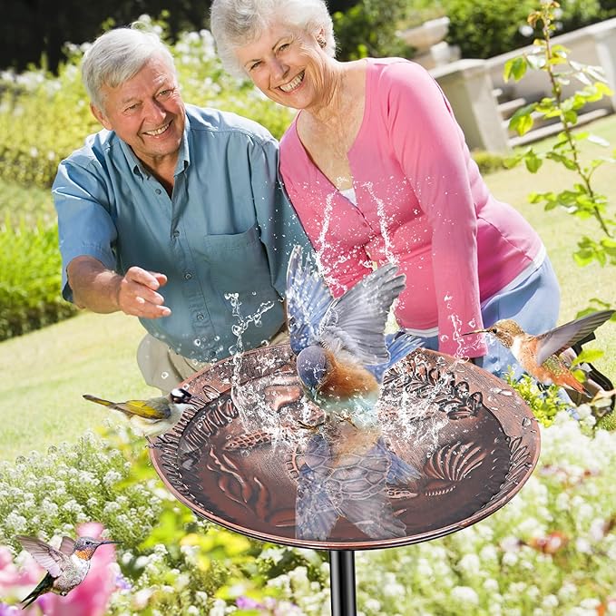 40 Inch Metal Bird Bath for Outside, Detachable Birdbath & Birdfeeder with Base Stake, Vintage Bird Baths for Outdoors Garden Yard Lawn Decor (Vintage Copper)