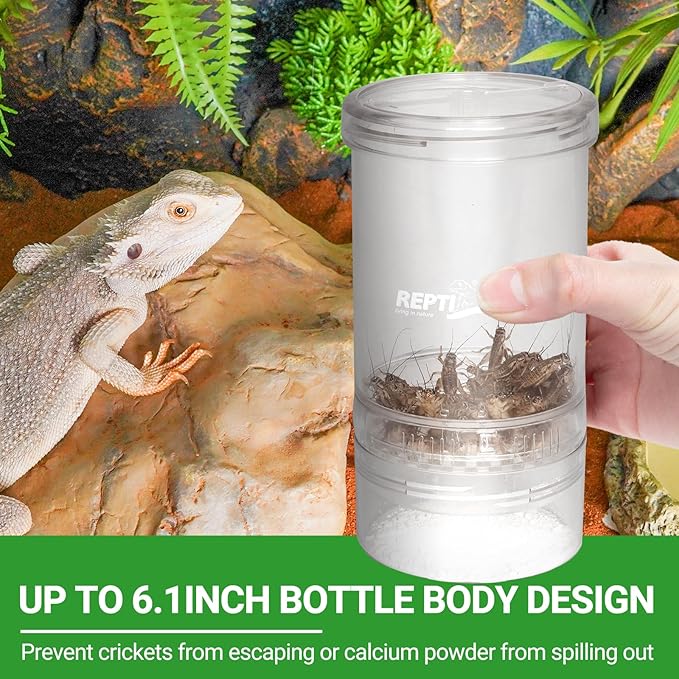 REPTI ZOO Reptile Cricket Calcium Powder Mixer, Transparent Cricket Keeper Shaker for Bearded Dragon Gecko Snake Lizard Chameleon, Dispenser Feeder for Reptile & Amphibians(Clear)