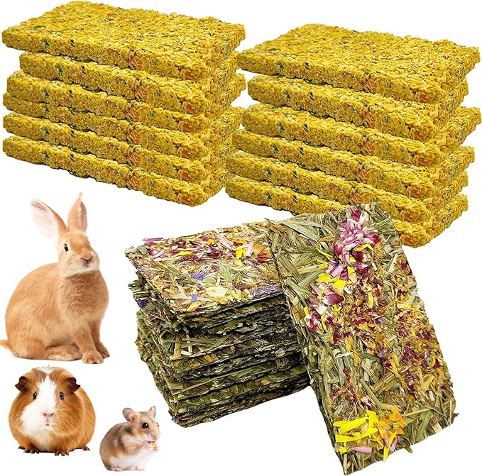 Hamiledyi Rabbit Chew Toys 24 Pieces Guinea Pig Chew Toys for Teeth Natural Grinding Teeth for Chinchilla Bunny Hamster Gerbil Rat Small Animals