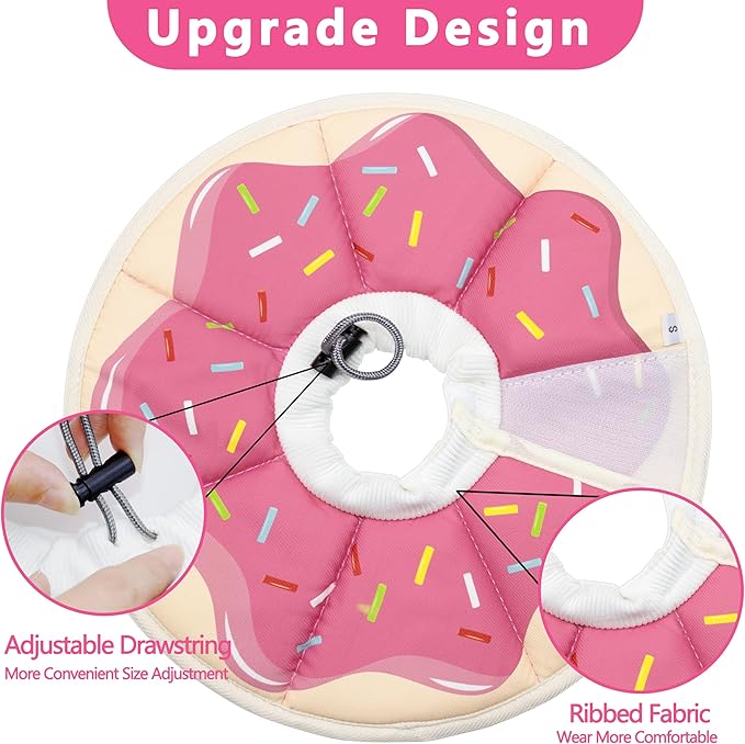 Soft Adjustable Cat Cone Collar, Comfortable Recovery Collar for Cats After Surgery (Pink, Medium)