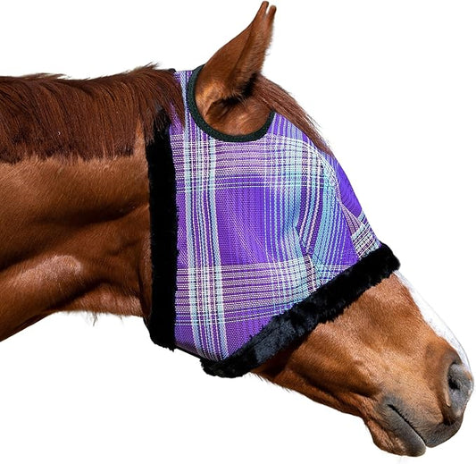 Kensington UV Fly Mask with Fleece Trim - Protective Mask with Dual Ear Opening & Forelock Freedom - Medium, Lavender Mint