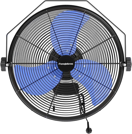 4580 CFM 18 inch High Velocity Wall Mounted Fan, 3-Speed Metal Fan with Sealed Motor, 360 Degree Tliting Heavy Duty Wall Fan for Patio, Barn, Garage, and Gazebo - UL listed