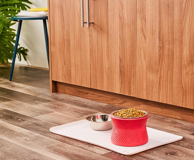 Pet Junkie Santa Fe Single Elevated Pet Bowl Stand with Removable Stainless Steel 16oz Inner Bowl for Small Dog Breed or Cat - Raised Dog Food or Water Station (Small, Coral Pink)