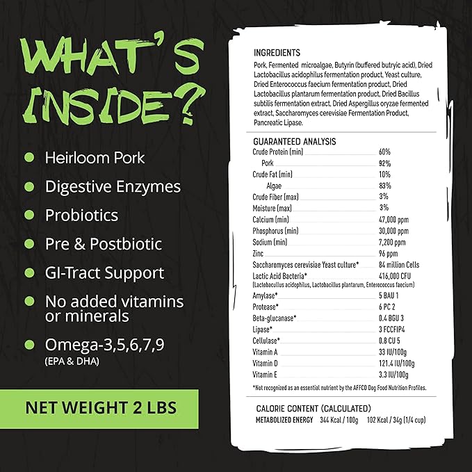 ROGUE PET SCIENCE Origins 5-in-1 Dog Supplement - Powdered Food Topper w/Natural Heirloom Pork Protein- Supports Healthy Digestion, Skin, and Coat - Helps Reduce Itching & Joint Inflammation (2 lbs)