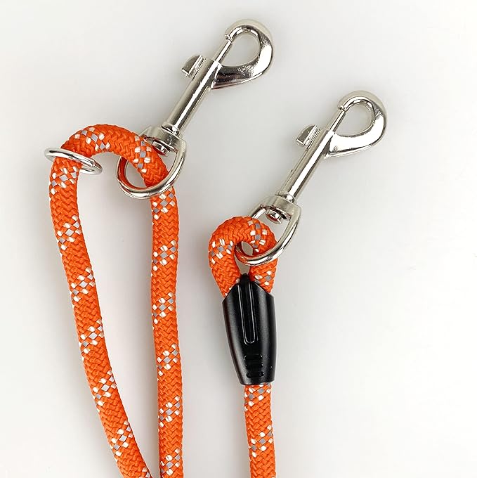 Long Rope Dog Leash for Dog Training 12FT 20FT 30FT 50FT, Reflective Threads Dog Cat Leashes Tie-Out Check Cord Recall Training Agility Lead for Large Medium Small Dogs (Orange, 10mm*12ft)