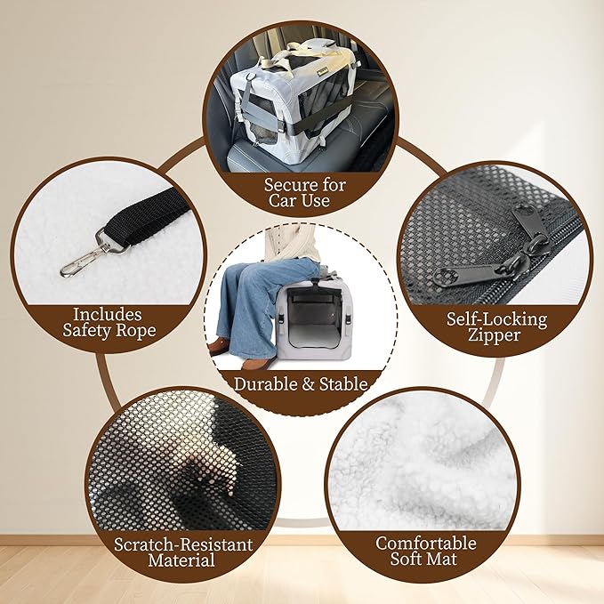 Extra Large Cat Carrier for 2 Cats Collapsible Soft Pet XL Crate for Large/Medium Cats 20lbs Car Travel Portable Bag with Water Bottle Slot For Long Trips (Black, 24.0"L x 16.5"W x 16.5"H)