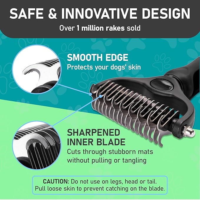 Maxpower Planet Hair Brush - Double Sided Shedding, Dematting Undercoat Rake for Dogs and Cats, Extra Wide Dog Grooming Brush, Reduce Shedding by 95%, Black