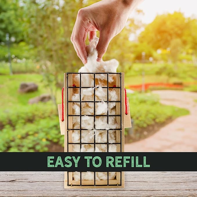 Wooden Bird Nest Material Holder; Rustic Handmade Bird Nest Material Dispenser