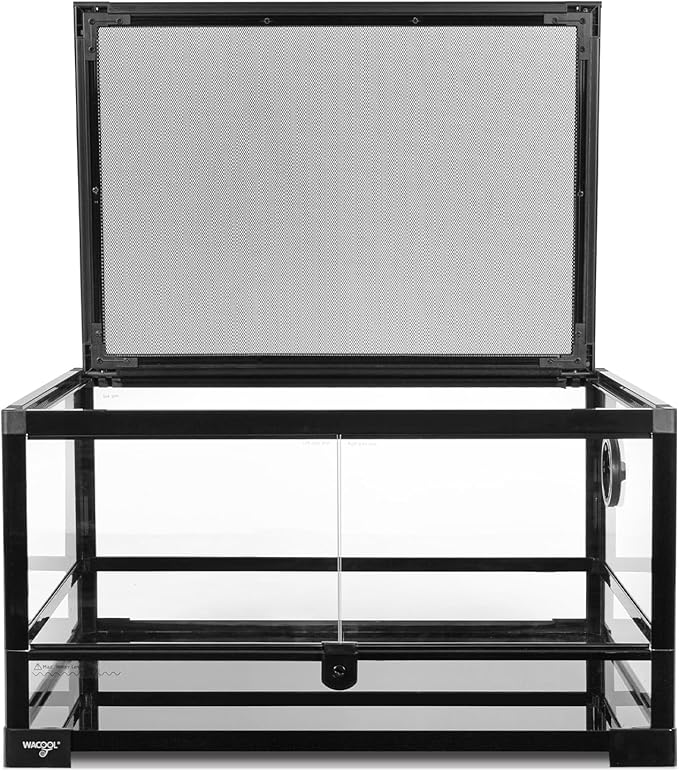 Reptile Tank 20 Gallon, 360°Full Vision Glass Reptile Terrarium 24" x 18" x 12", 24 in Wide Front Opening Reptile Tank for Desert and Tropical Reptiles Gecko Bearded Dragon Snake Hermit Crab