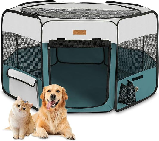 Dog Playpen, Portable Pet Play Pen for Cat, Puppies, Rabbits, Chickens, Foldable Large-Capacity Pet Tent for Indoor/Outdoor Travel Camping (Size XL Without Carry Bag)