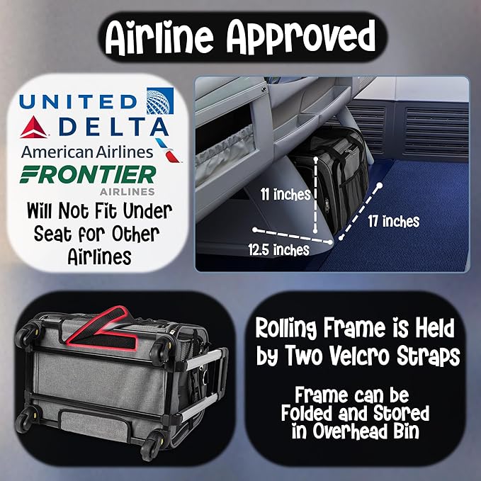 Pet Carrier with Wheels | United Delta American Frontier Airline Approved | Two Expandable Sides, Storage Pockets Adjustable Leash | Rolling Dog and Cat Carrier TSA Compliant (Grey)