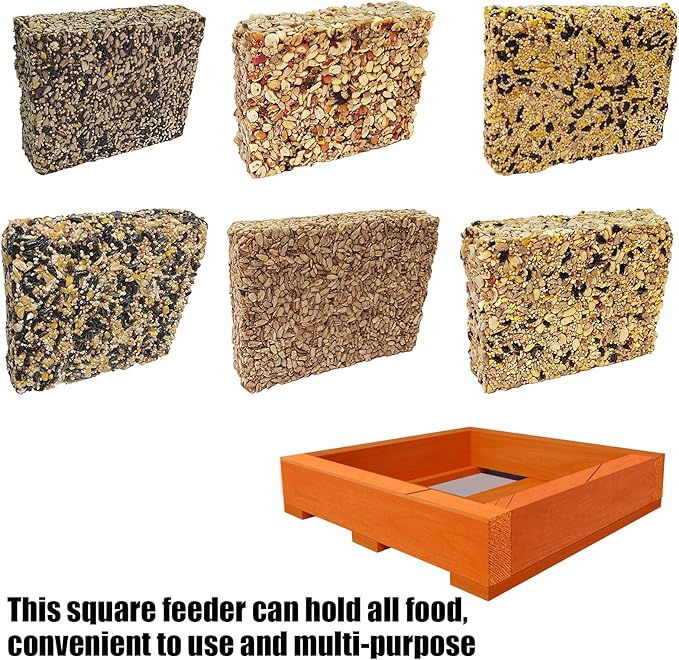 Platform feeders,Wooden Hanging Bird Feeder,Seed Feeder,Bird feeders for Outdoors,Wildlife Birds Feeders