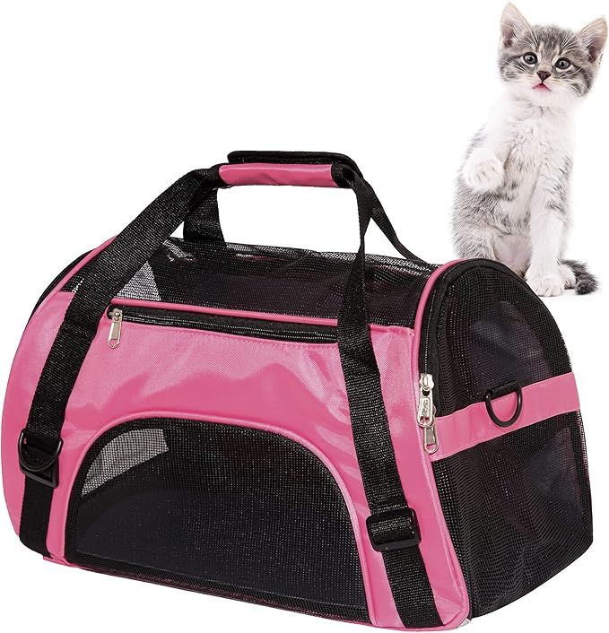 Pet Carrier Soft-Sided Carriers for Cat Carriers Dog Carrier for Small Medium Cats Dogs Puppies Pet Carrier Airline Approved Cat Dog Pet Travel Carrier (Medium,Pink)