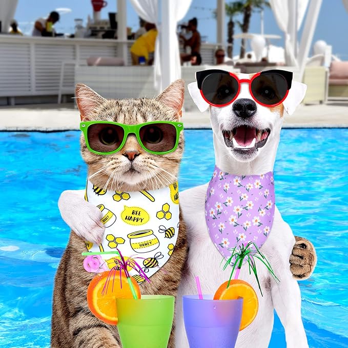 Weewooday 20 Pcs Spring Dog Bandanas Bulk Adjustable Spring Dog Bandanas Bibs Scarf Bib Washable Triangle Doggy Kerchief for Small Medium Large Pet Summer Easter Costume Accessory