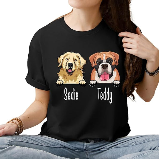 Custom Dog Mom Shirt for Women Pet Ears Sweatshirt with Name Unique Puppy Line Art Cute Dad Hoodie for DogDad Owner Lover