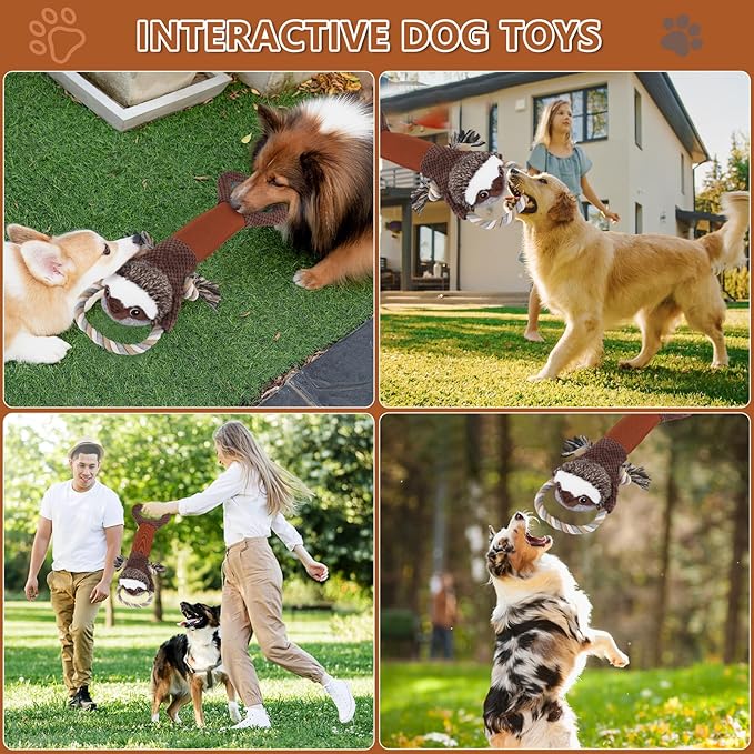 Large Plush Squeaky Dog Toys with Crinkle Paper, Tug of War Pull Toys for Puppies, Interactive Dog Chew Toys for Small, Medium and Large Dogs