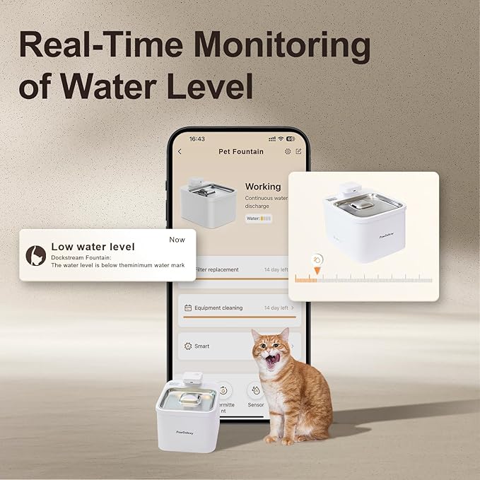 6 Pack Pet Water Fountain Replacement Filters, for 135 oz/4 L Cat Water Fountain Cordless, 6 Months Set of Ultra Quiet Pet Dispenser Stainless Steel, White 6 Count