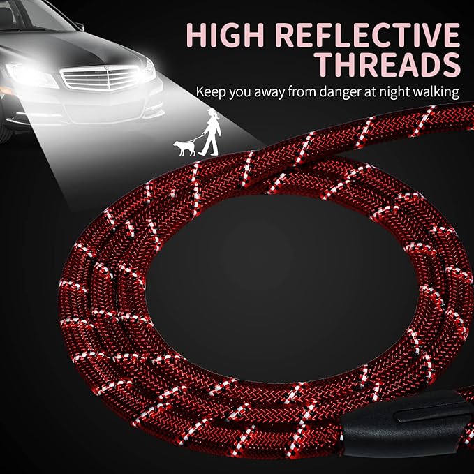 Long Dog Leash for Training 50Ft-Reflective Nylon Rope with Swivel Hook-Recall Agility Lead for Large Small Medium Dogs Outside Walking Hiking-Red