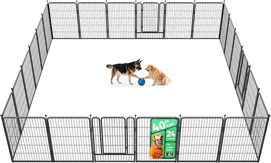 FXW Rollick Unleashed Dog Playpen for Indoor, Yard, RV Camping, 40 inch 24 Panels for Medium and Large Dogs, Black│Patented