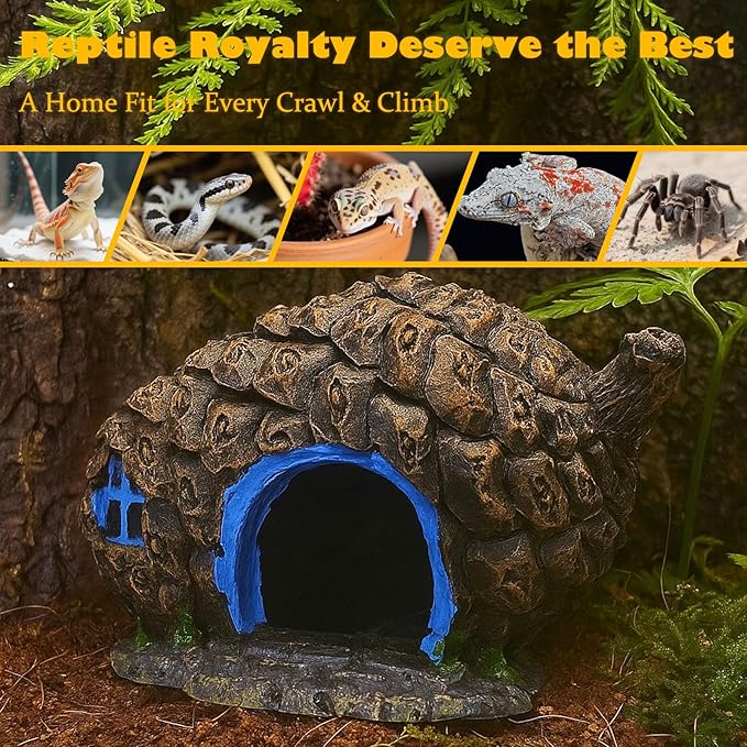 Bearded Dragon Reptile Hide Leopard Gecko Caves Pine Cone Lizard Hideout Tank Accessories Snake Décor Amphibian Habitat Tortoise Decoration