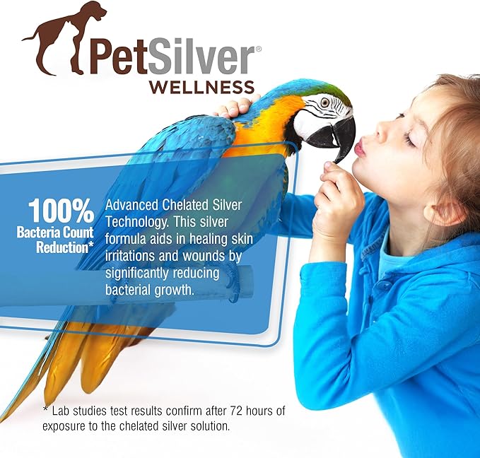 PetSilver Chicken Wound Spray for Chickens & Birds - Patented Silver Solution - Silver Spray for Wounds, Pecking Sores, Bumblefoot, Cuts, Burns, & Skin Irritations - Chicken Care - USA Made - 12 fl oz